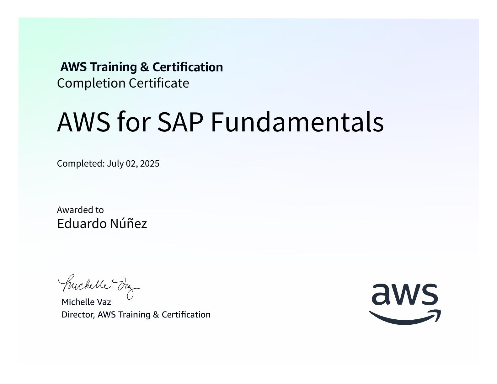 AWS for SAP Fundamentals Certificate