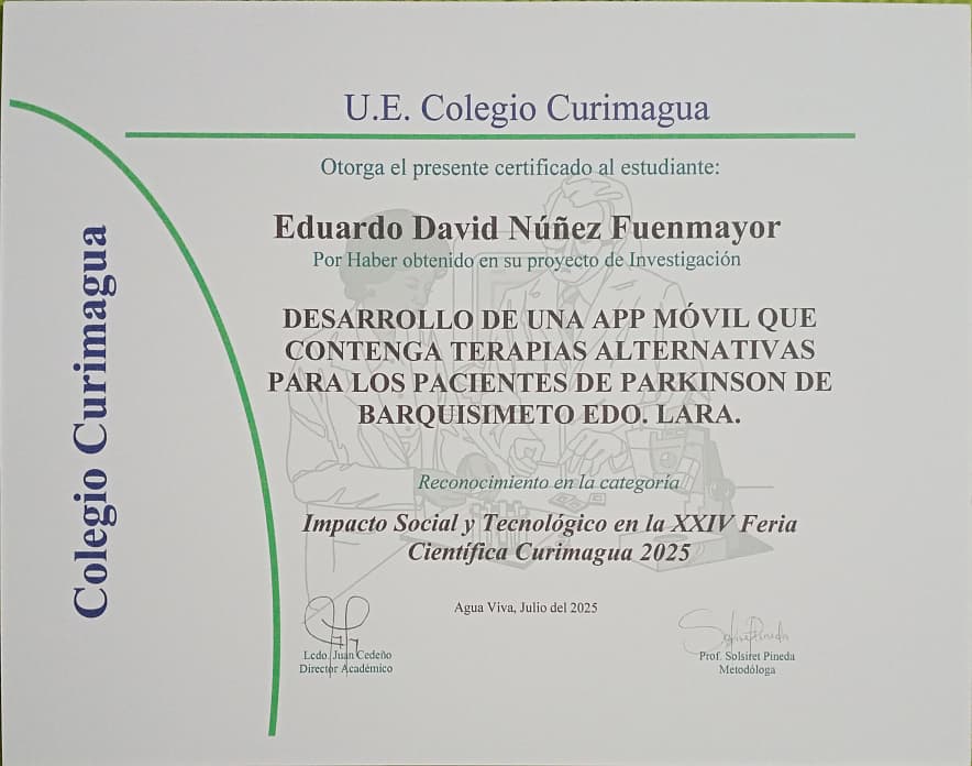 Curimagua award Certificate